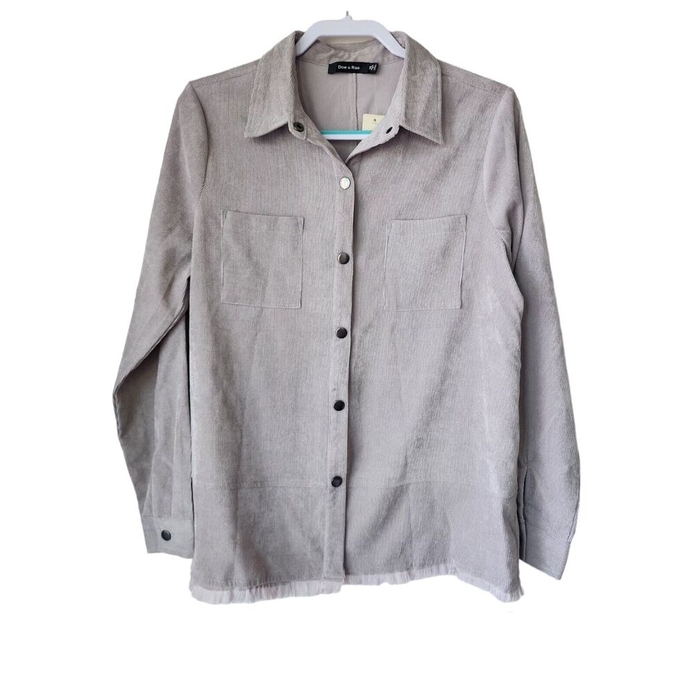 Doe & Rae Corduroy collared snap button Cowgirl Western raw hem Anthropologie M